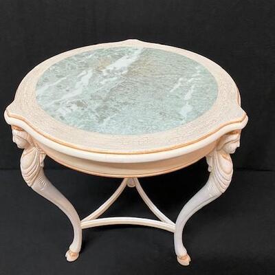LOT#51: Provincial Style Occasional Table with Faux Marble Top
