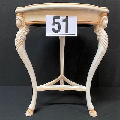 LOT#51: Provincial Style Occasional Table with Faux Marble Top