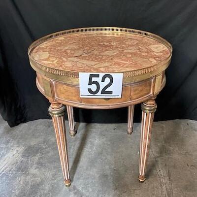 LOT#52: Believed to be Antique Marble Top End/Tea Table