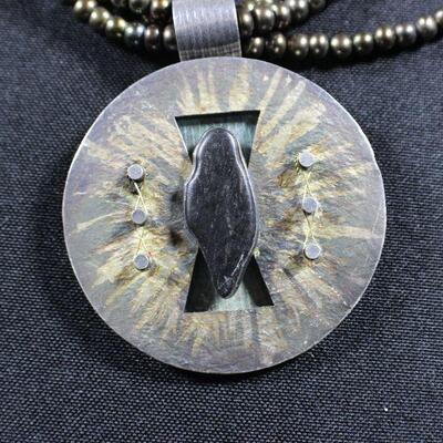 LOT#56: Designer Junko Nakazawa Marked Sterling Abstract Necklace