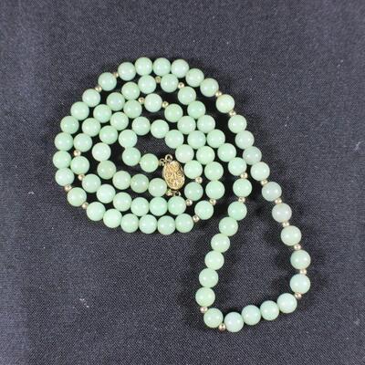 LOT#58: Marked Silver & Jade Beaded Necklace