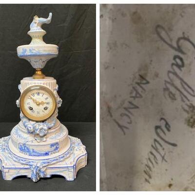 LOT#68: Signed "Galle; Nancy, France" Porcelain Clock