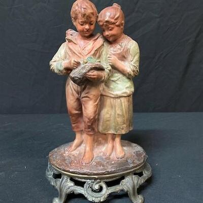 LOT#71: Plaster Couple on Bronze Stand