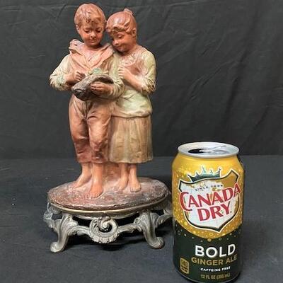 LOT#71: Plaster Couple on Bronze Stand