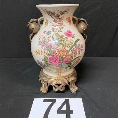LOT#74: Mark Roberts Bronze & Porcelain Vase