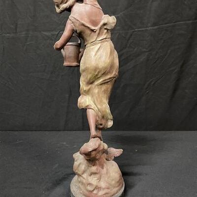 LOT#82: Nouveau Spelter Figure on Wood Base