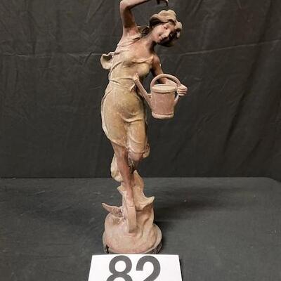 LOT#82: Nouveau Spelter Figure on Wood Base