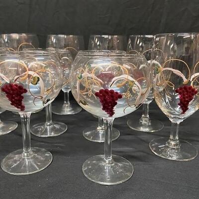 LOT#91: Hand-painted Goblets & Wine Glasses