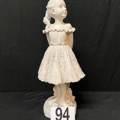 LOT#94: Plaster Statue of a Girl with Flowers
