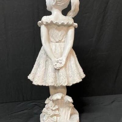 LOT#94: Plaster Statue of a Girl with Flowers