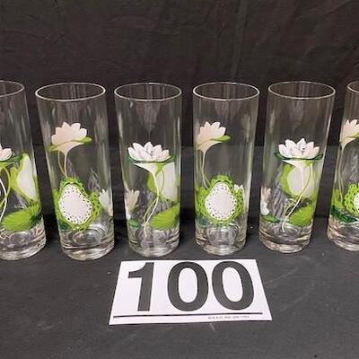 LOT#100: Set of 6 Tall Glasses