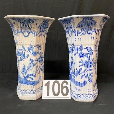LOT#106: Bombay Company Delft Vases