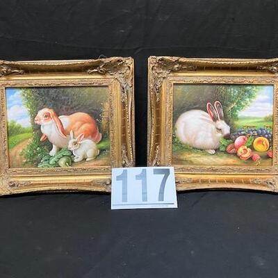 LOT#117: Pair of Rabbits on Canvas
