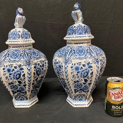 LOT#120: 2 Delft Covered Urns #1