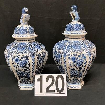 LOT#120: 2 Delft Covered Urns #1
