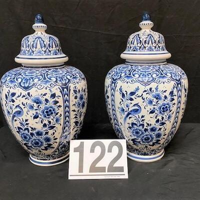 LOT#122: 2 Delft Covered Urns  #2