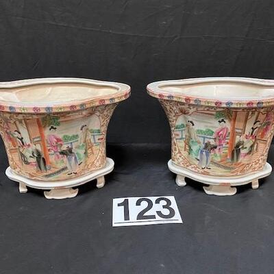 LOT#123: Believed to be a Pair of Rose Medallion Planters