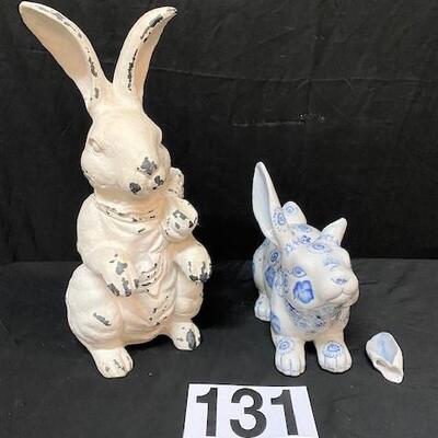 LOT#131: Pair of Ceramic Rabbits  
