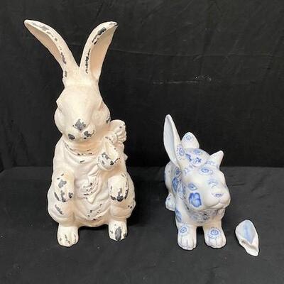 LOT#131: Pair of Ceramic Rabbits  