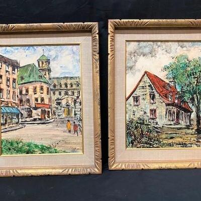 LOT#135: Pair of Signed Oil on Board French Scenes