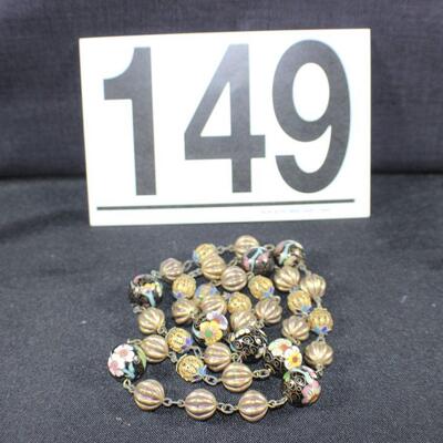 LOT#149: Marked Silver Cloisonne Necklace