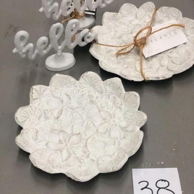 Lot 38 Pair of Jewelry Trinket Trays & Pair of Hello Stands