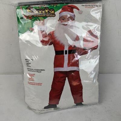 Santa Child Costume, Fits up to Size 10 - New