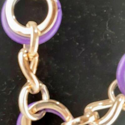 Purple and Goldtone Circles Necklace