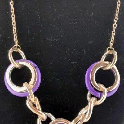 Purple and Goldtone Circles Necklace