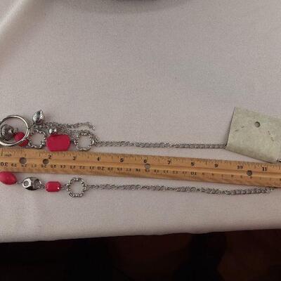 Silvertone and Pink Necklace