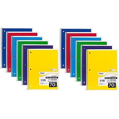 Mead Spiral Bound Notebook, Wide Rule, 1 Subject, 70 Sheets, Pack of 24 - New