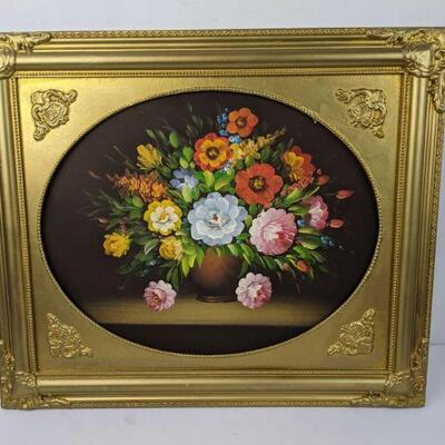 Flower Painting with Gold Colored Frame, 26.5