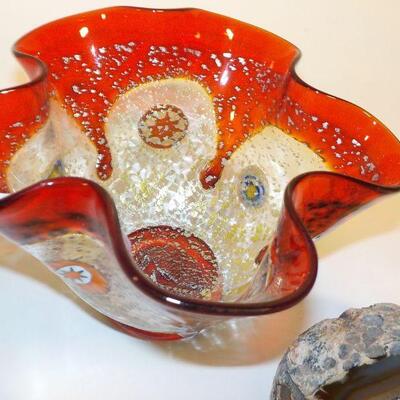 South west artifacts precious  stone and quartz hand painted art glass.