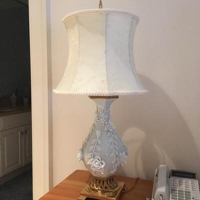 Pair of stunning floral white lamps