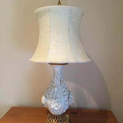 Pair of stunning floral white lamps