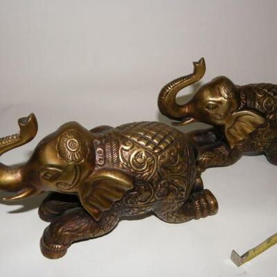 2- 9 inch Brass Elephants.