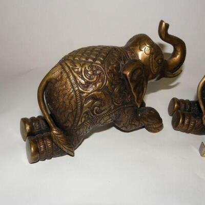 2- 9 inch Brass Elephants.