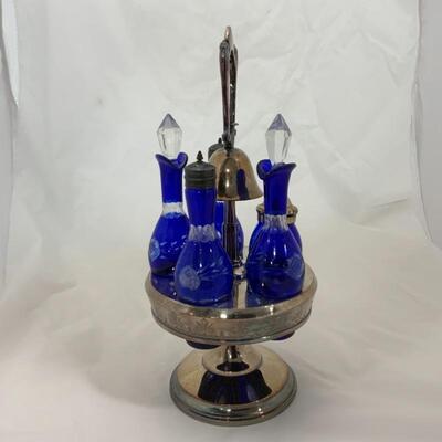 .14. Antique | Cobalt Cruet Set with Bell