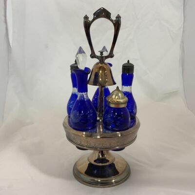 .14. Antique | Cobalt Cruet Set with Bell