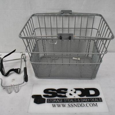 Gray Shopping Basket/Bike Basket with Mounting Bracket. Unsure if complete