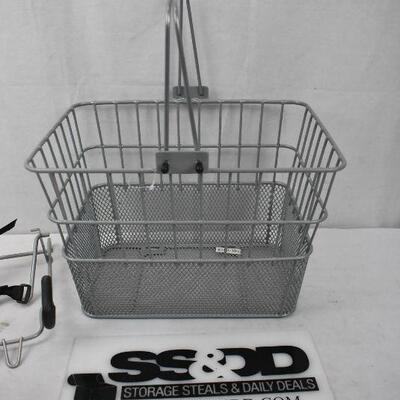 Gray Shopping Basket/Bike Basket with Mounting Bracket. Unsure if complete