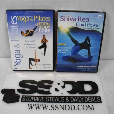 2 Workout Videos on DVD: Yoga & Pilates and Shiva Rea Fluid Power Vinyasa. Open