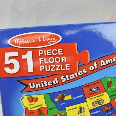 Melissa & Doug USA Floor Puzzle. Open Box, Complete