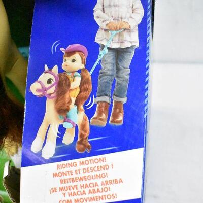 Littles by Baby Alive, Mandy Doll & Pony w/ Push-Stick, Accessories, Brown Hair.