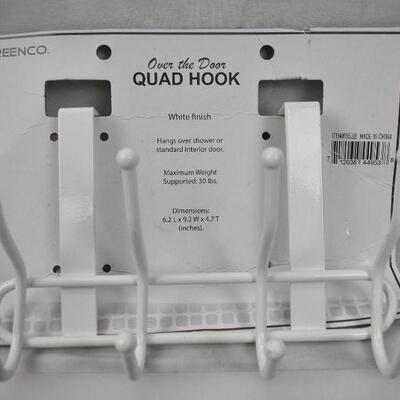 Greenco Steel Quad Over the Door Hook (4 Hooks, White). Has some small scuffs