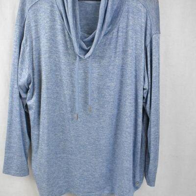 Calvin Klein Women's Performance Cowl-Neck Sweatshirt. Light blue, size 1X