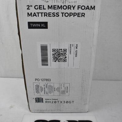 Rest Haven 2 Inch Gel Memory Foam Mattress Topper, Twin XL Size - New