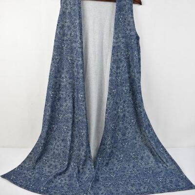 LuLaRoe Joy Duster Long Sleeveless Cardigan Blue/Mint, Fits Small to Large - New