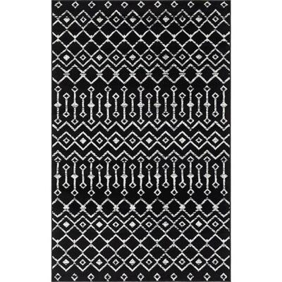 Moroccan Trellis Black 3' x 5' Area Rug, Black - New
