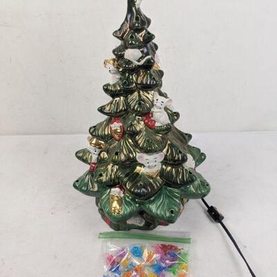 Vintage Christmas Tree Lamp with Light Up Dove Ornaments - Great Condition